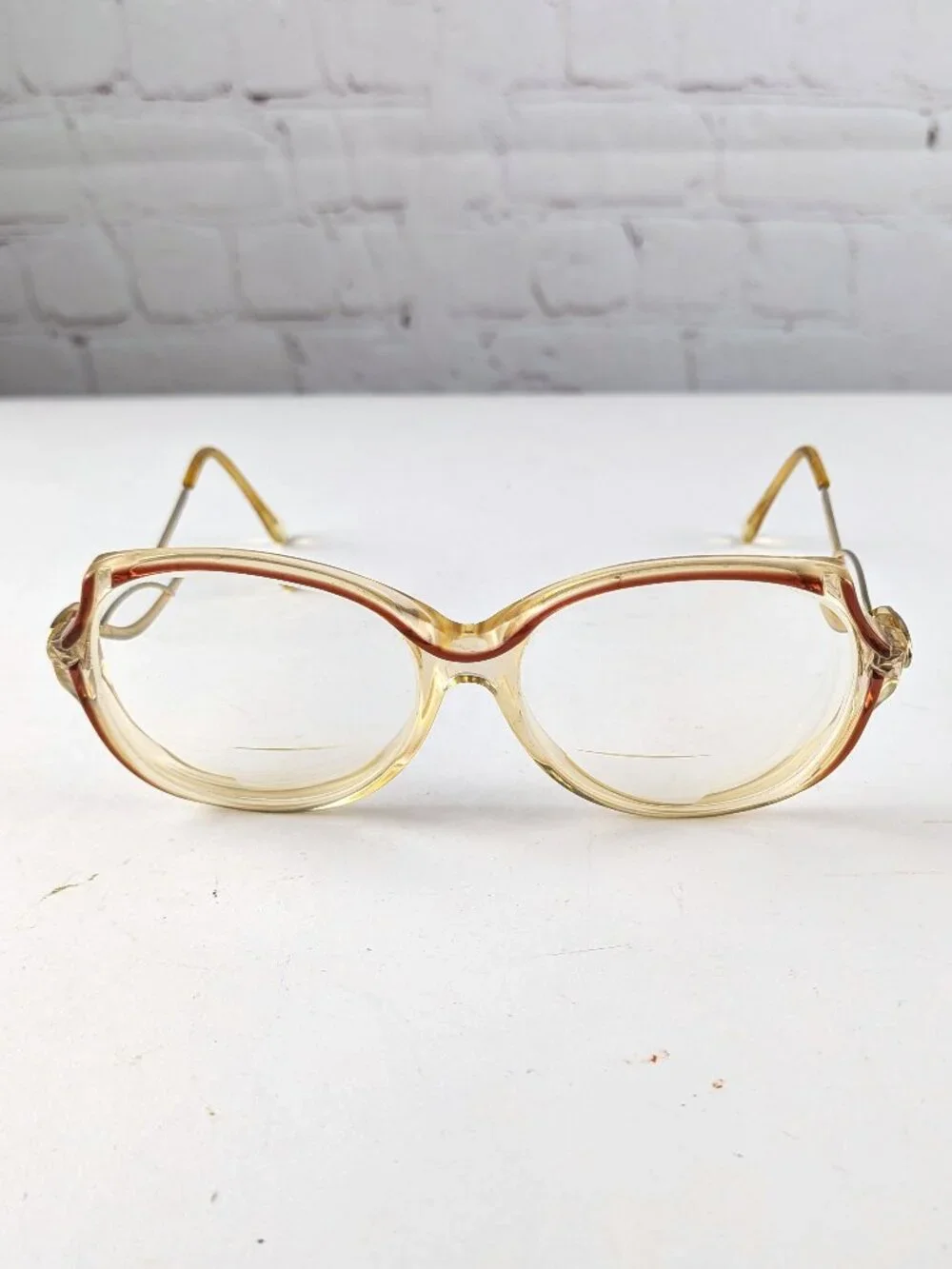 Vintage 80s/90s Women's Bifocal Glasses w/ Red/Brown Accent